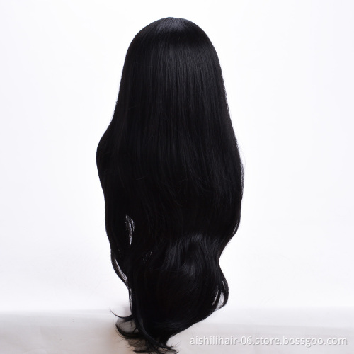 Aishili top quality kinky straight frontal preplucked lace front synthetic wigs for black women